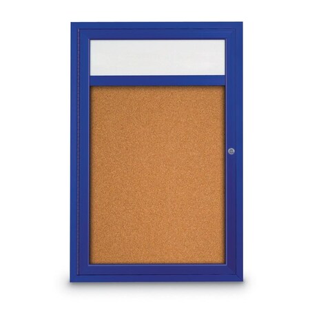 United Visual Products Slim Enclosed Corkboard, 30"x36", Black Alum Frame/Amethyst UVEB3036-BLACK-AMETHY
